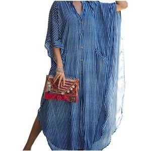 Plus Size Beach Shirt Dress Button Up Cover Up